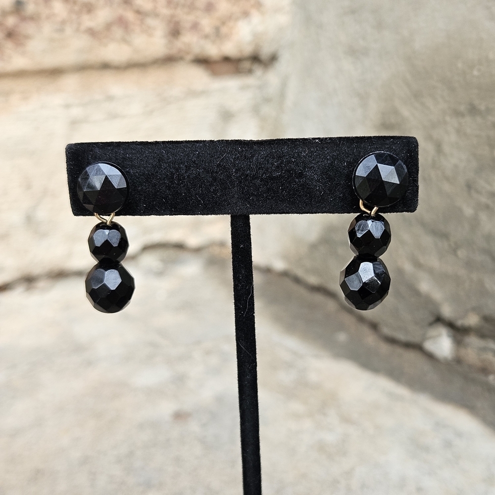Black Beaded Dangle Drop Earrings Women's Jewelry Simple Dainty